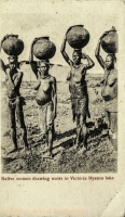 Native women drawing water in Victoria Nyanza Lake