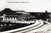 Trolly line and Jubilee Hall. Mombasa. B.E.A.