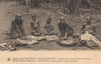 Preparing food in a banana plantation