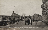 Forewall and Half-Moon Batteries, Edinburgh Castle (Figure in White is King of Uganda)