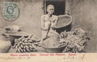 Woman preparing Dinner. National dish, Plantains. Uganda