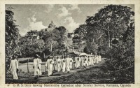 C,M.S. Boys leaving Namirembe Cathedral after Sunday Service