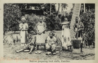 Natives preparing food stuffs