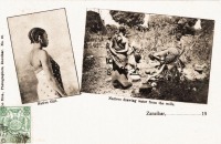 Native girl + Natives drawing water from the well